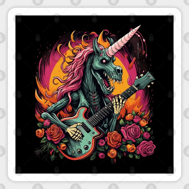 Death Metal Unicorn Dark Humor Magnet by origato